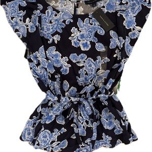 Tommy Hilfiger Blue Floral Blouse NWT